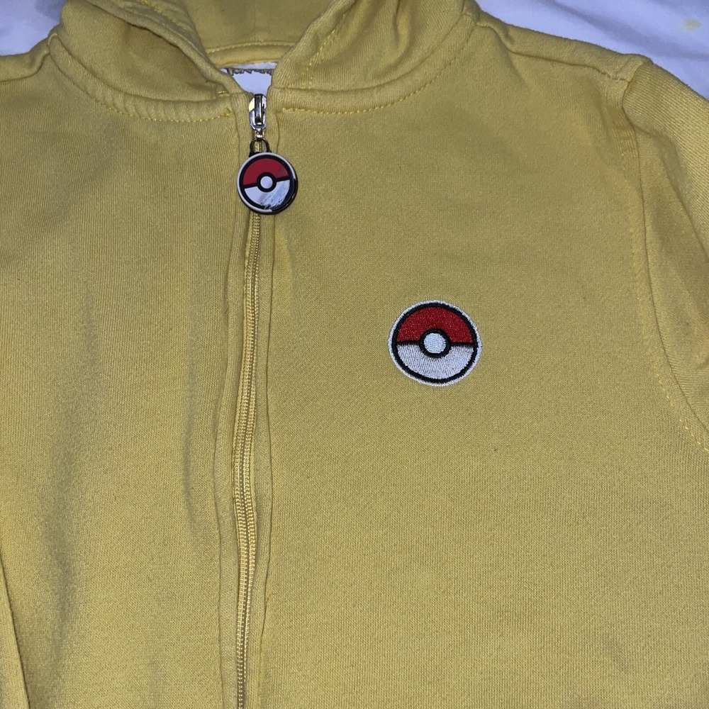 Pokemon Pikachu Face Hoodie Size Small Youth Sweatshirt Zipper Front Yellow - Picture 4 of 13